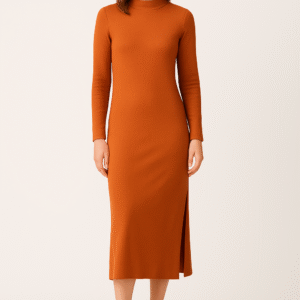 Vestido Longo Laranja Com Fenda